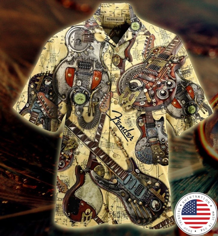 Steampunk guiltar hawaiian shirt2