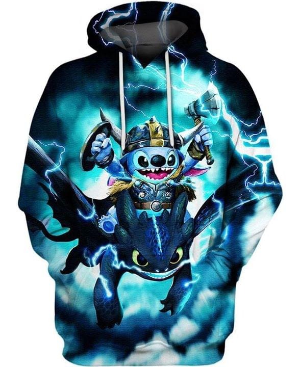 Stitch and toothless dragon 3d hoodie