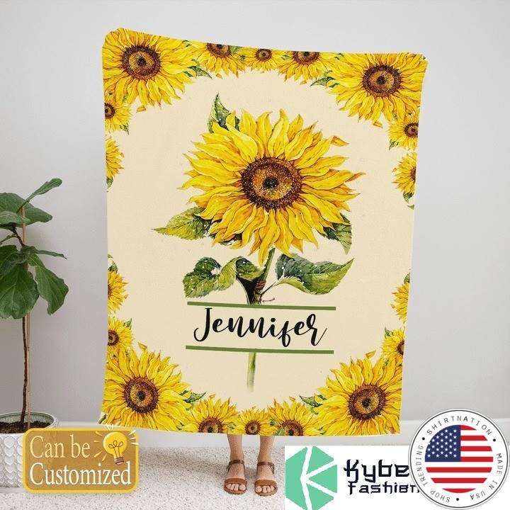Sunflower custom personalized name blanket