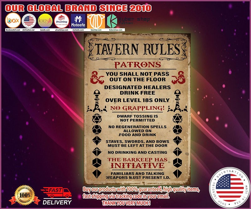 Tavern rules patrons poster