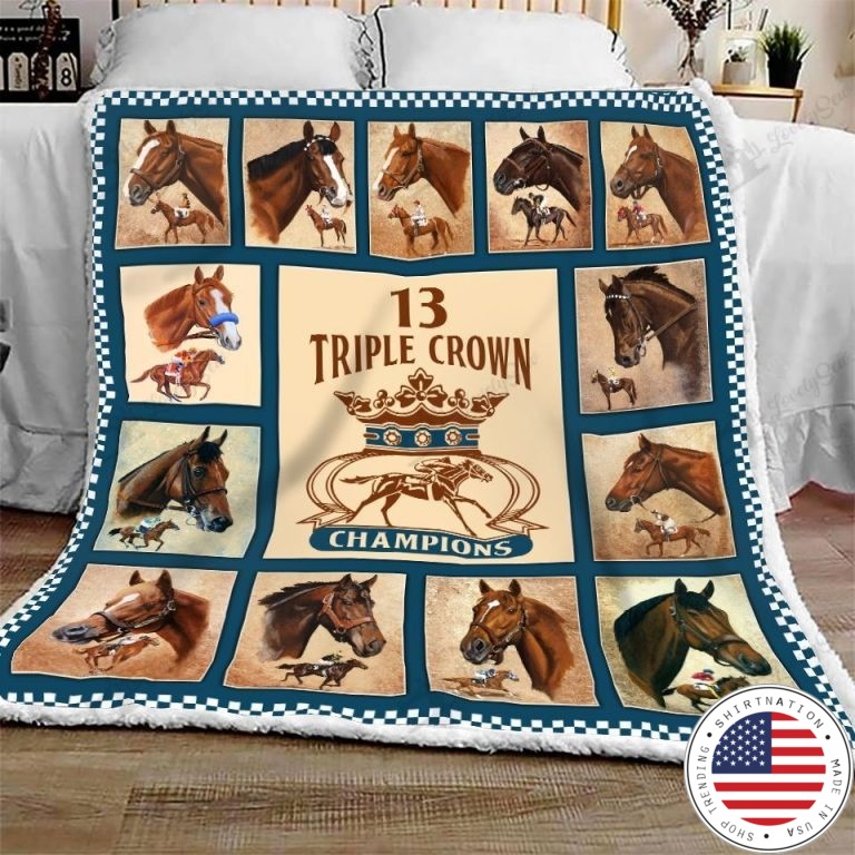 Triple crown of champions horse quilt bedding set3
