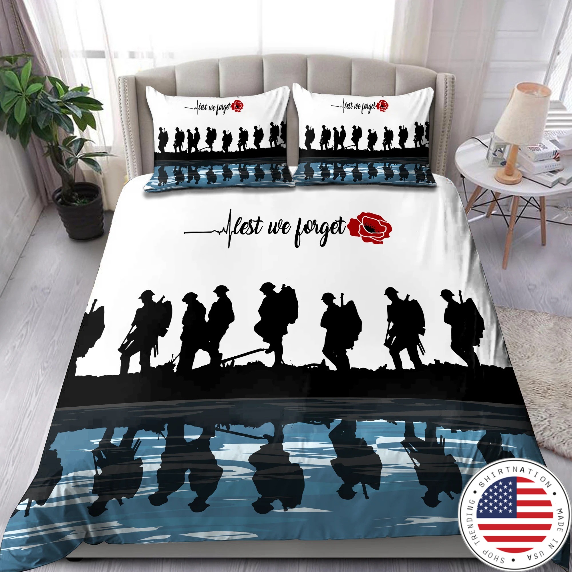 UK Veteran Let we forget honor the fallen bedding set