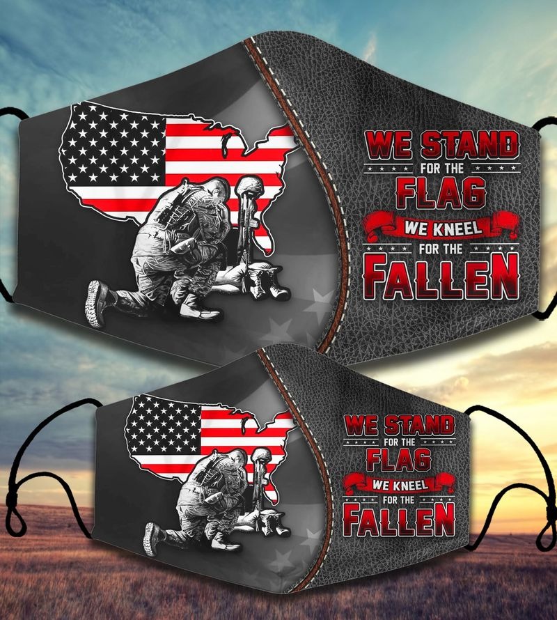 We stand for the flag we kneel for the fallen facemask