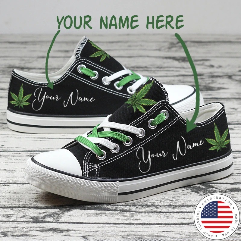 Weed cannabis custom name low top shoes