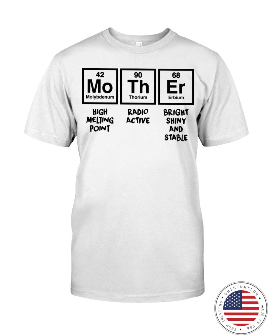 Womens mother periodic table high melting point radio active shirt as 1