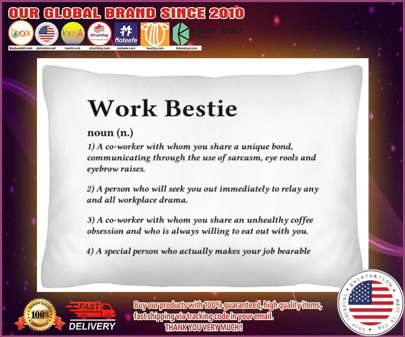 Work bestie definition a co worker with whom you share a unique bond cushion pillow 4