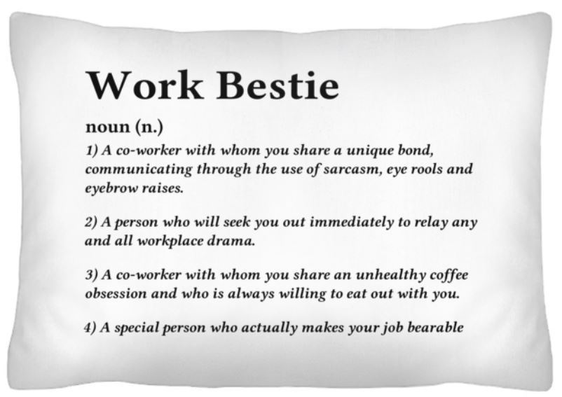 Work bestie definition a co worker with whom you share a unique bond cushion pillow as