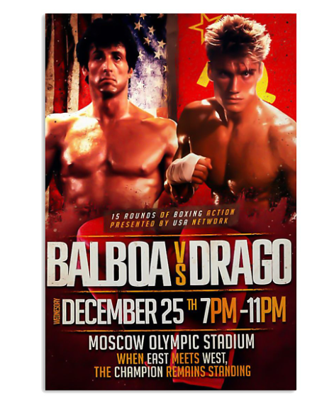 Rocky Balboa vs Drago Moscow olympic stadium poster