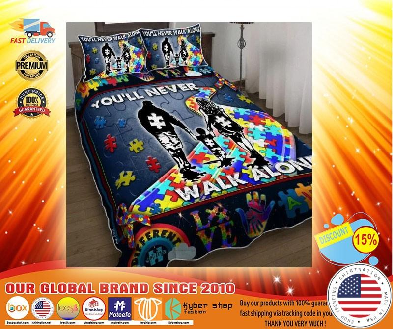 Youll never walk alone autism quilt bedding set3