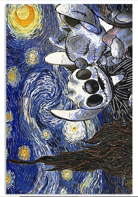 Stitch Jack Skellington starry night poster