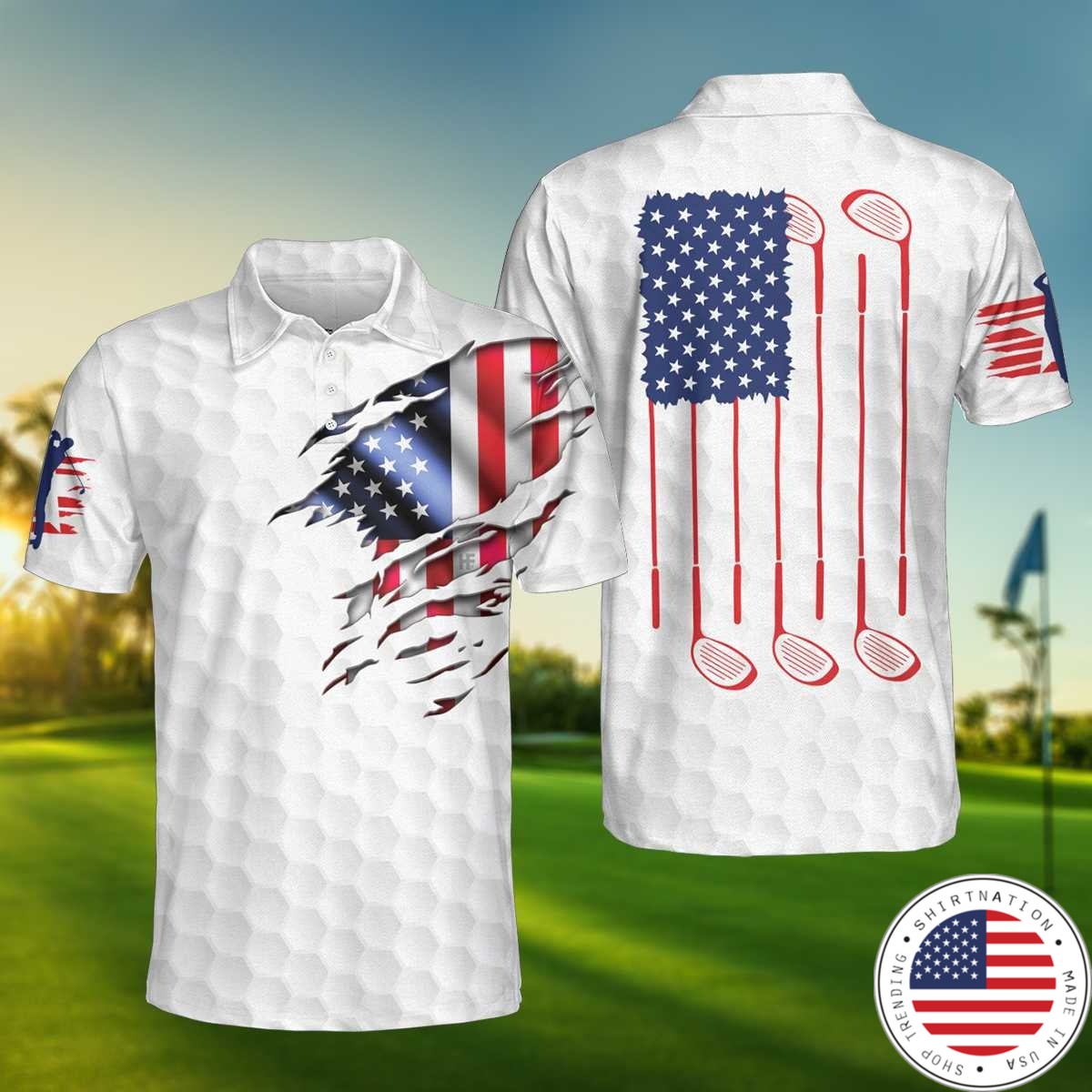 golf american flag polo shirt 52735