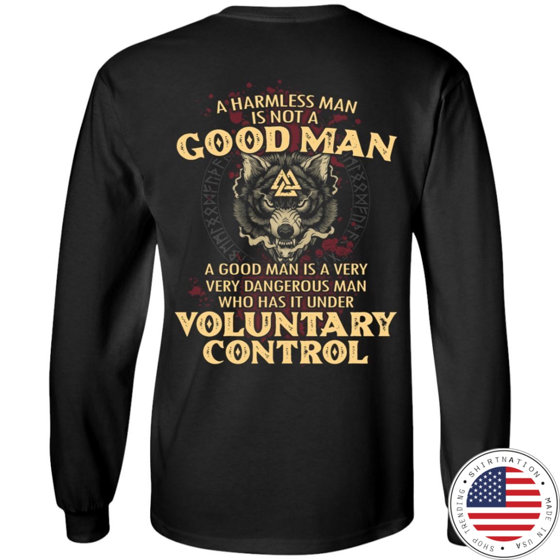 viking norse gym t shirt apparel a harmless man is not a good man backapparel heathen by nature authentic viking products long sleeve ultra cotton t shirtblacks 812221 1024x1024@2x