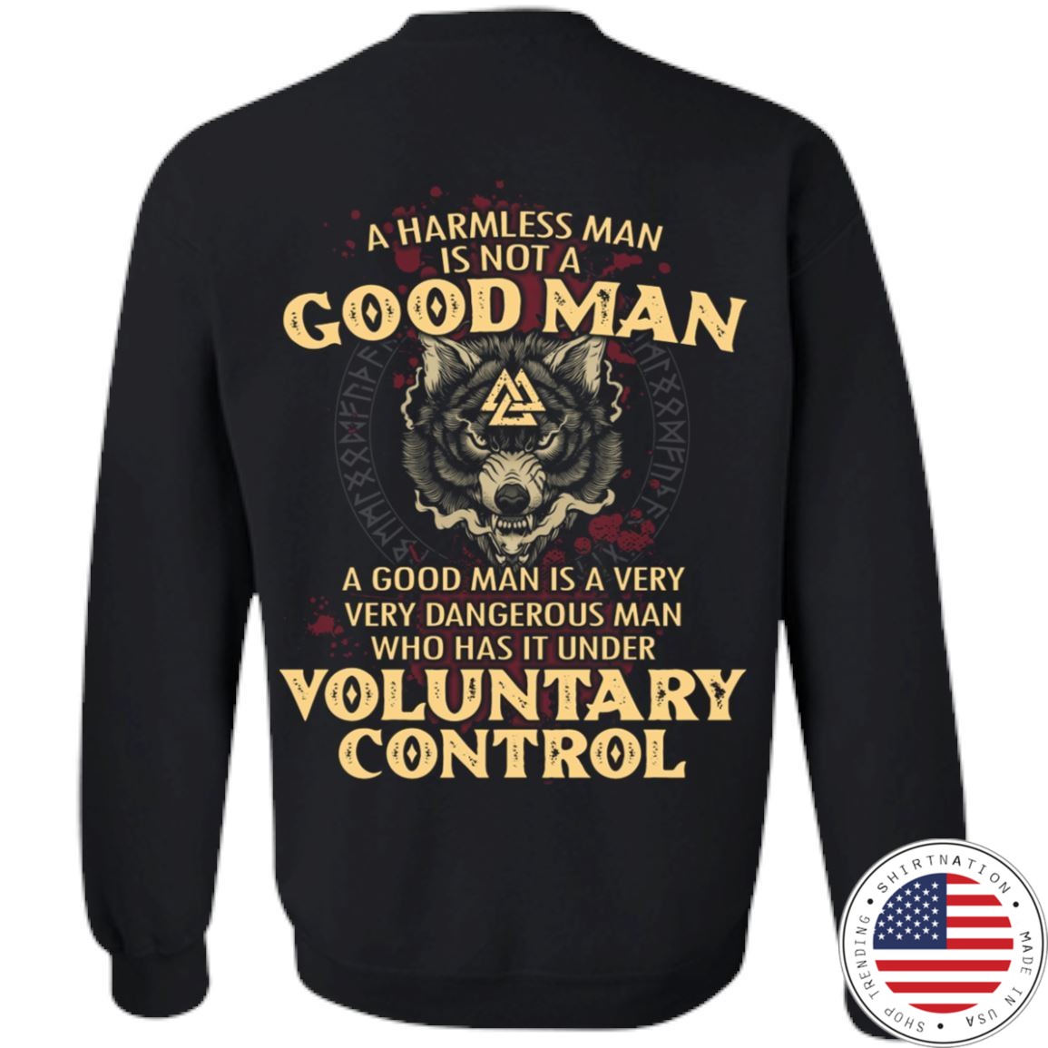 viking norse gym t shirt apparel a harmless man is not a good man backapparel heathen by nature authentic viking products unisex crewneck pullover sweatshirtblacks 978109 1024x1024@2x