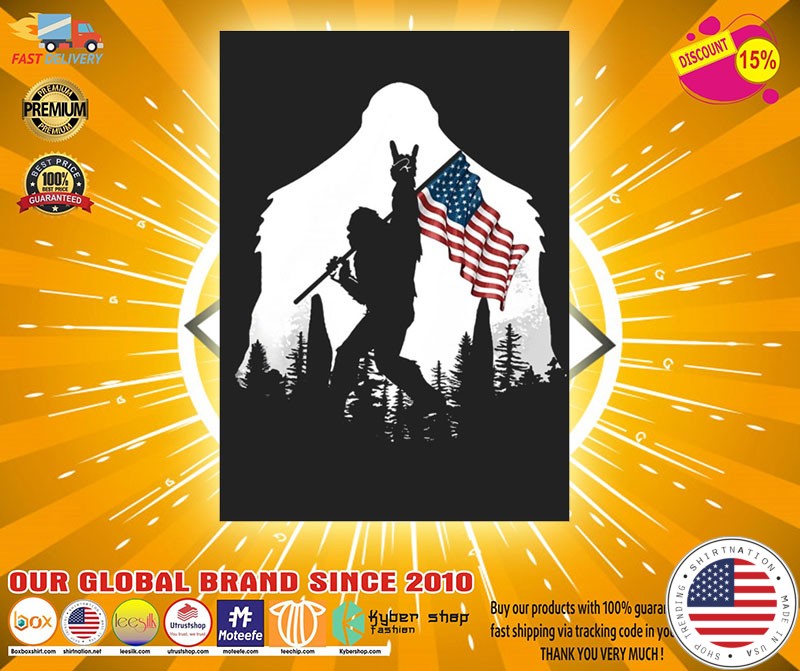 Bigfoot American flag sticker2