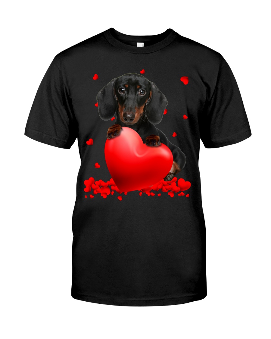 2SihDULR Black Dachshund Valentine Hearts shirt hoodie 1