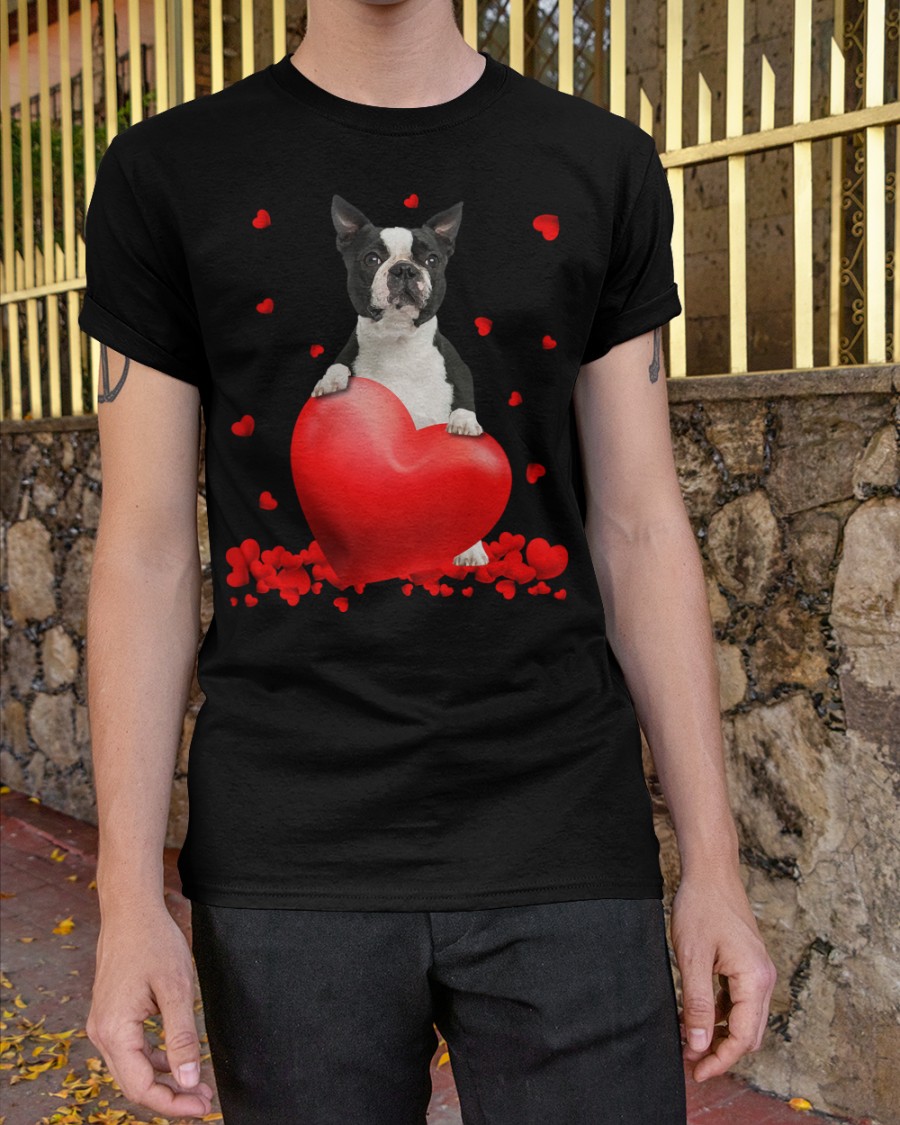8AnC2HqW Black Boston Terrier Valentine Hearts shirt hoodie 4