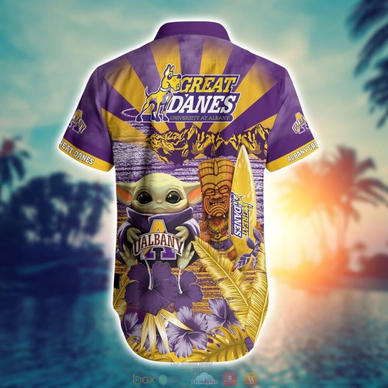 Albany Great Danes NCAA Baby Yoda Hawaiian Shirt Shorts 1 2