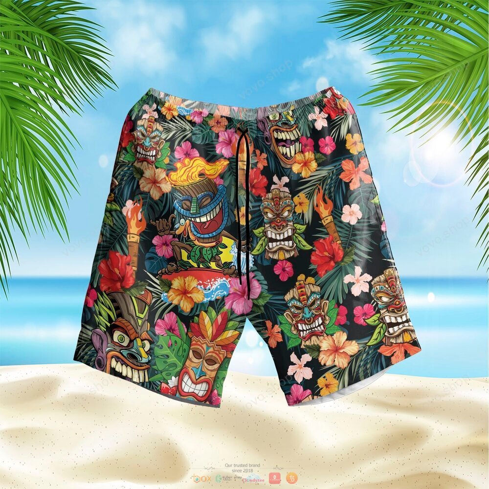 Aloha Tiki Hawaii Style Hawaiian Shirt shorts 1