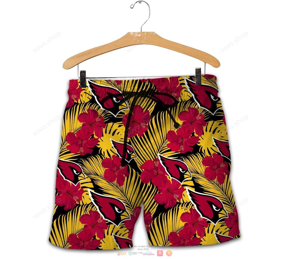 Arizona Cardinals NFL black red Hawaiian Shirt shorts 1 2