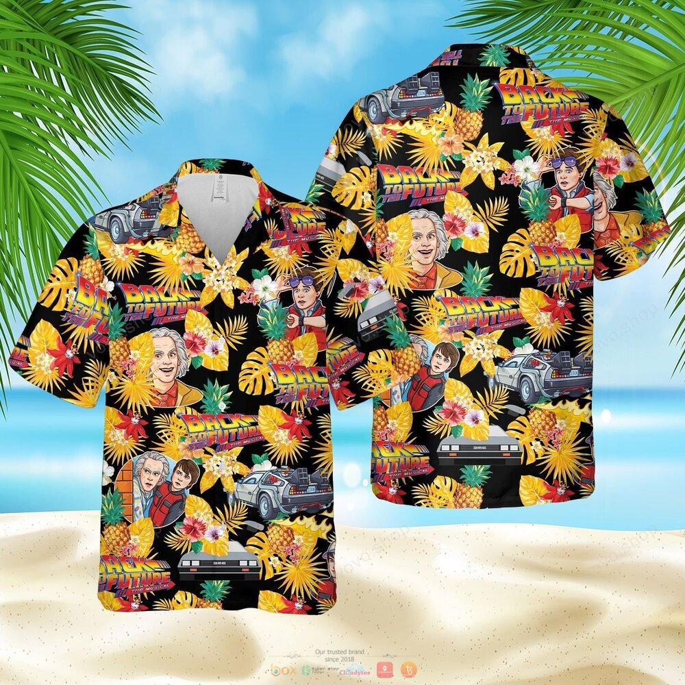 Back to the Future The Musical black yellow pineapple Hawaiian Shirt shorts