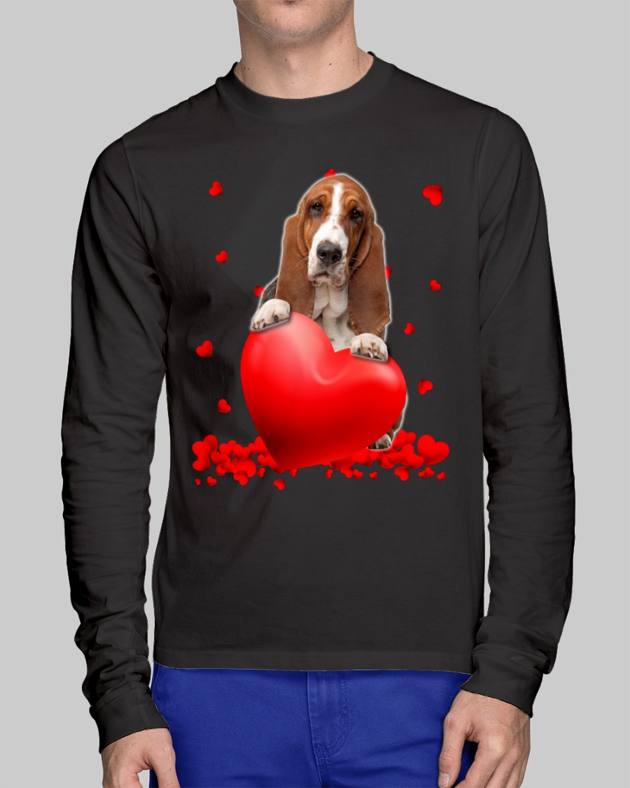 Basset Hound Valentine Hearts shirt hoodie 11