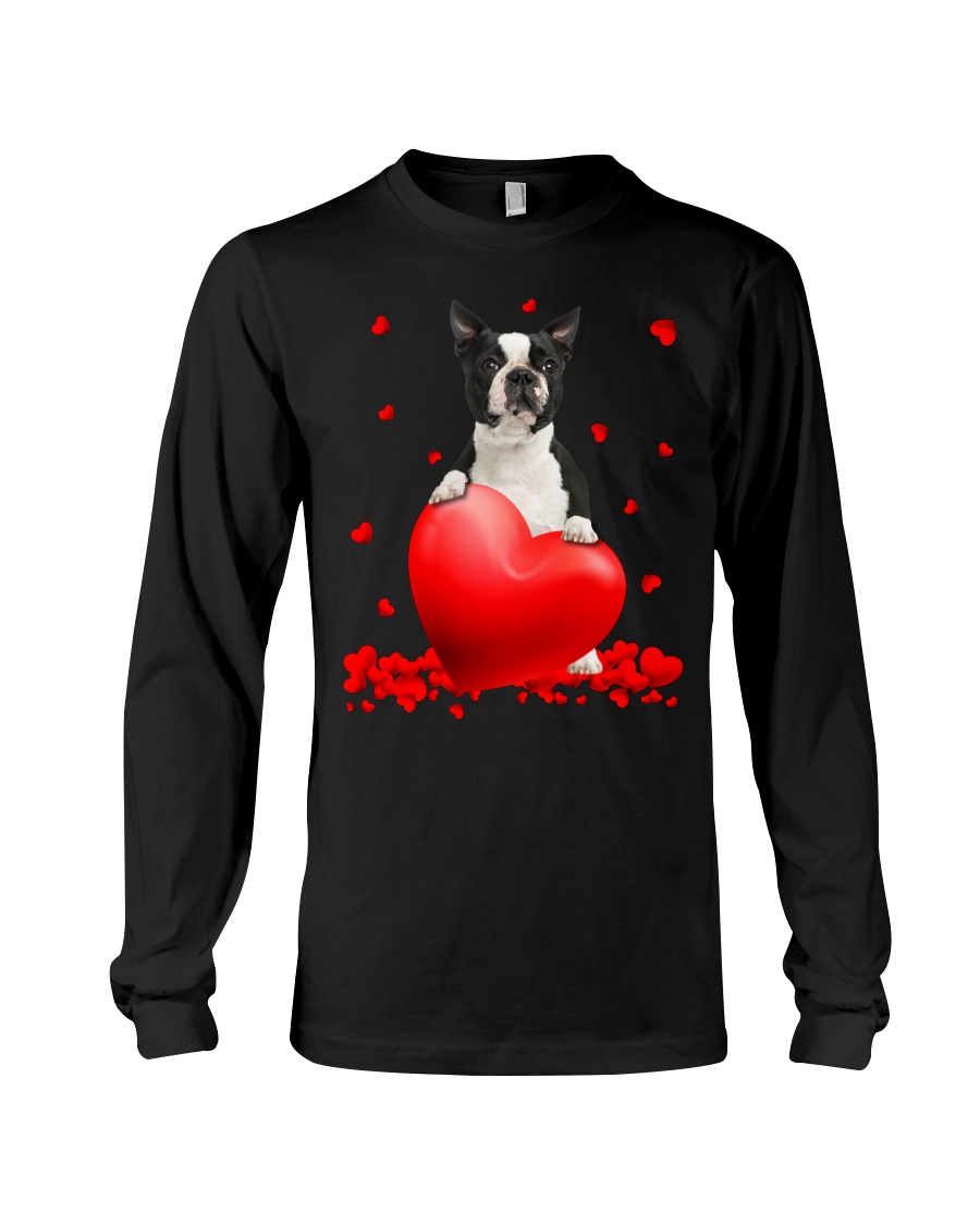 Black Boston Terrier Valentine Hearts shirt hoodie 10