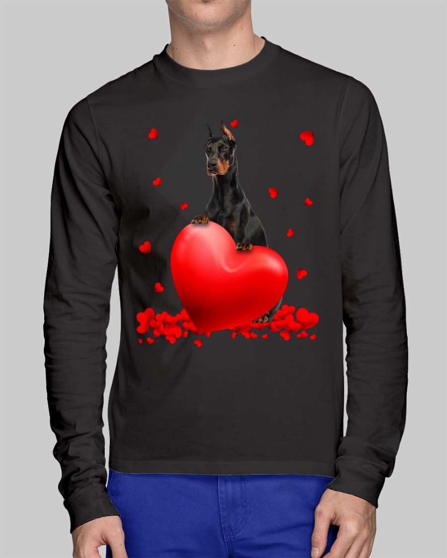 Black Dobermann Valentine Hearts shirt hoodie 10