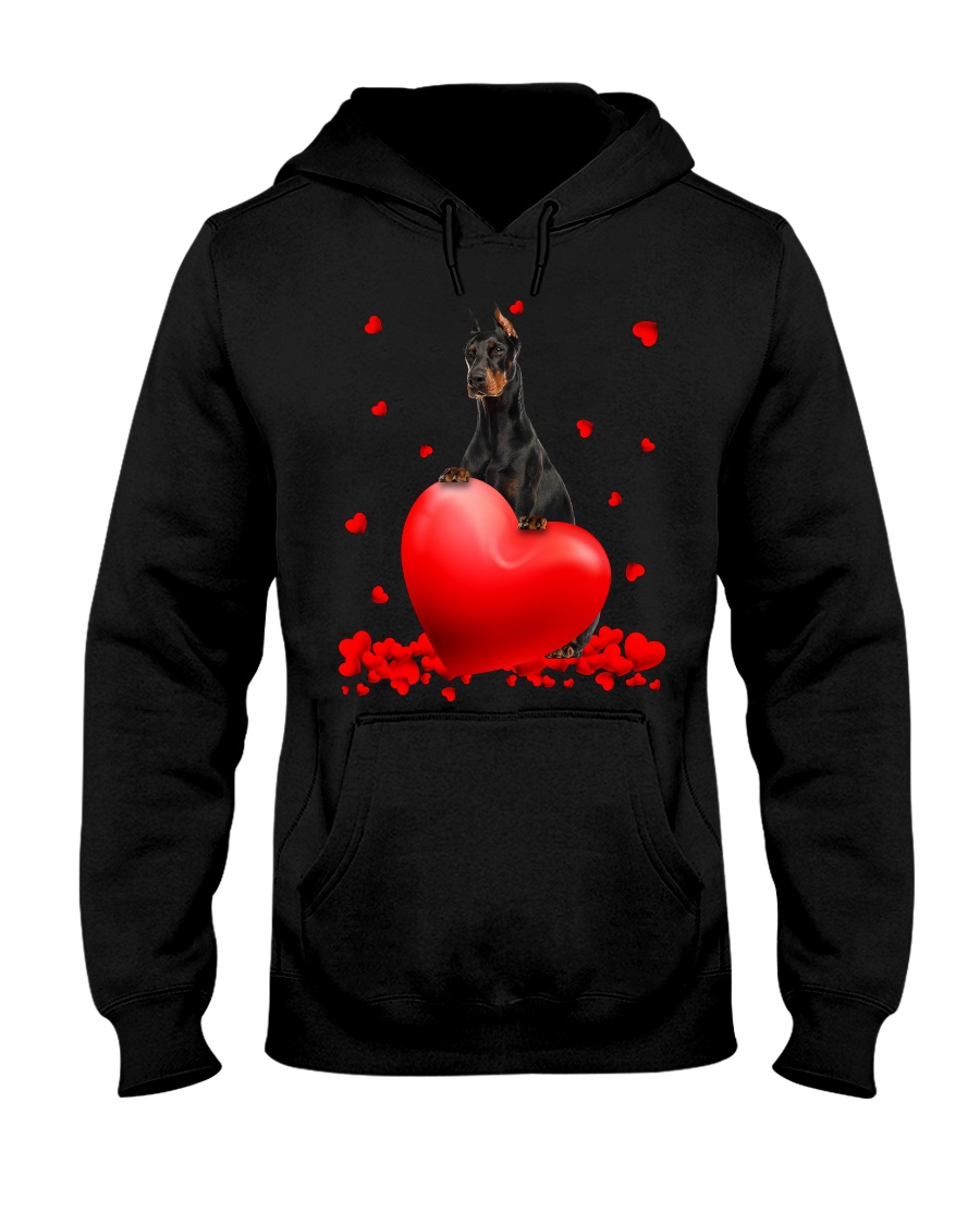 Black Dobermann Valentine Hearts shirt hoodie 4