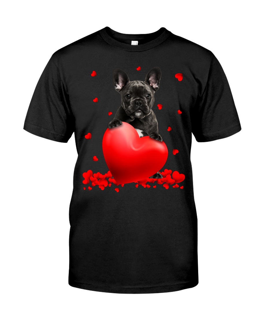 Black French Bulldog Valentine Hearts shirt hoodie 1