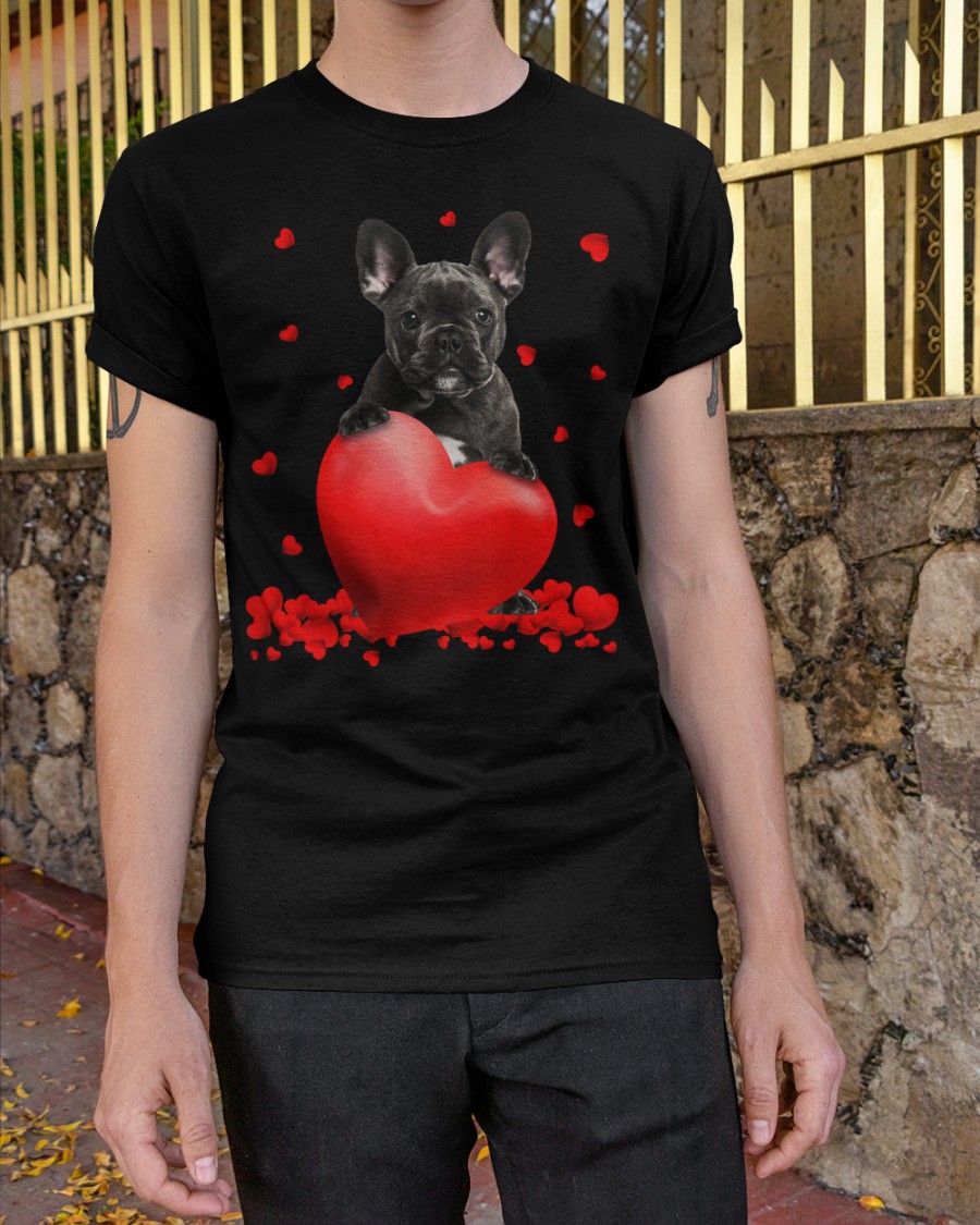 Black French Bulldog Valentine Hearts shirt hoodie 4