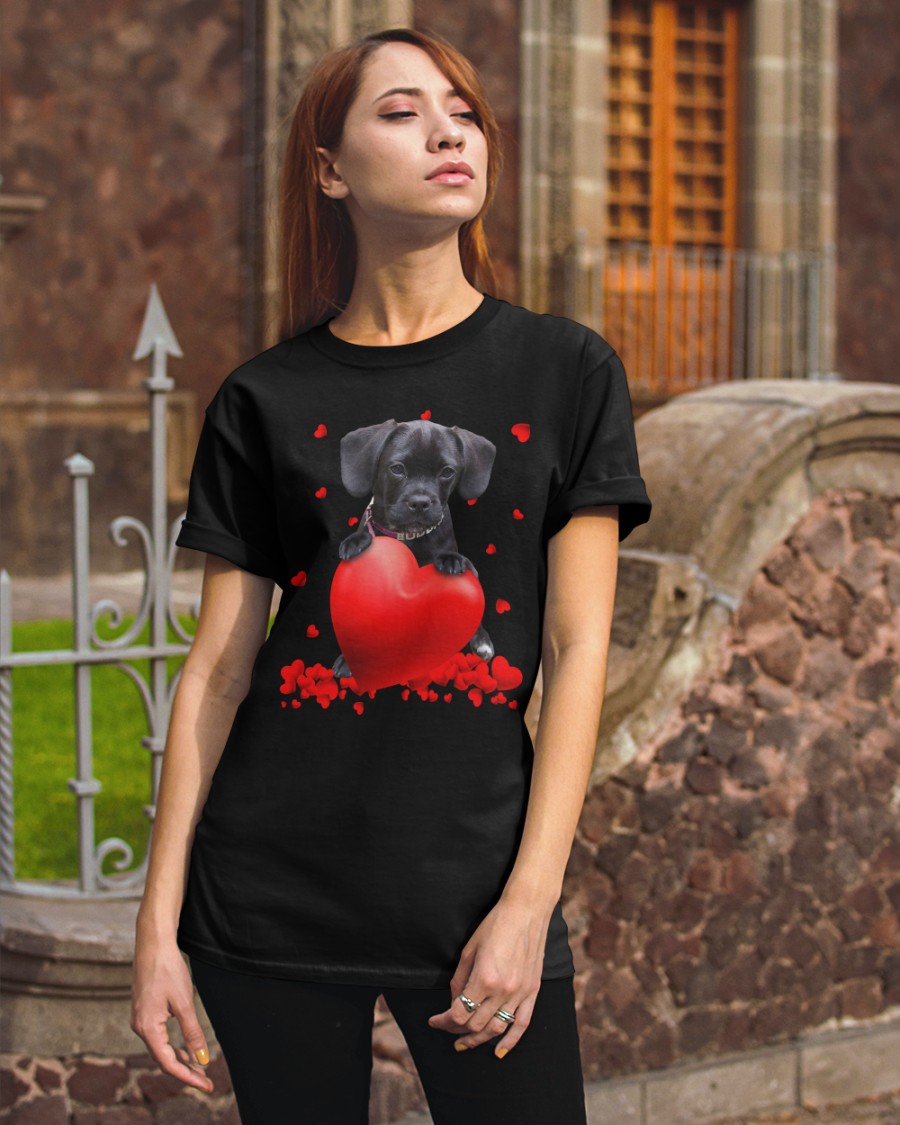 Black Puggle Valentine Hearts shirt hoodie 8
