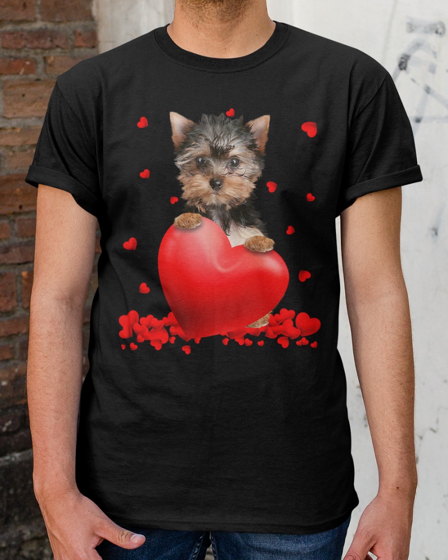 Black YorkShire Terrier Valentine Hearts shirt hoodie 5