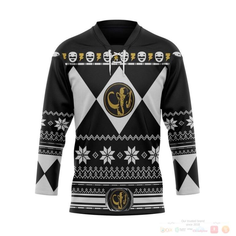 Black Mighty Morphin Power Rangers Hockey Jersey