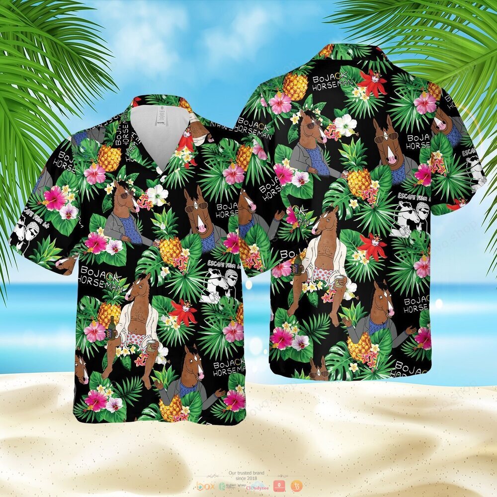 BoJack Horseman black green pineapple Hawaiian Shirt shorts
