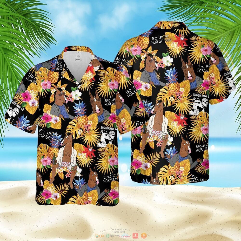 BoJack Horseman black yellow pineapple Hawaiian Shirt shorts
