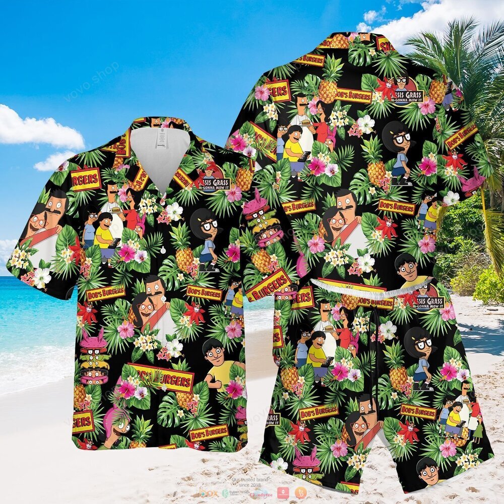 Bobs Burgers pineapple black green Hawaiian Shirt shorts
