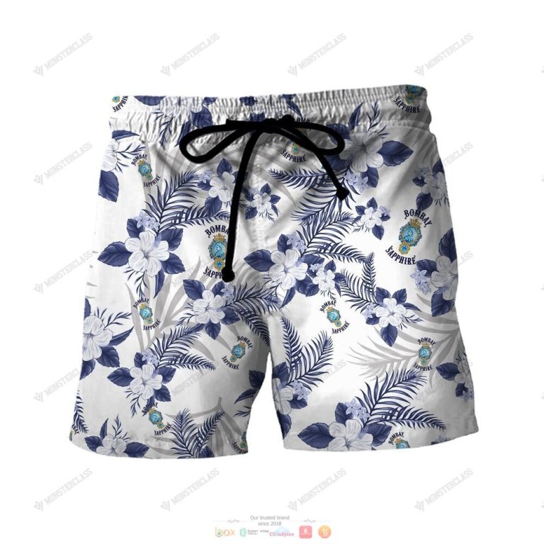 Bombay Sapphire Tropical Plant Hawaiian Shirt Shorts 1