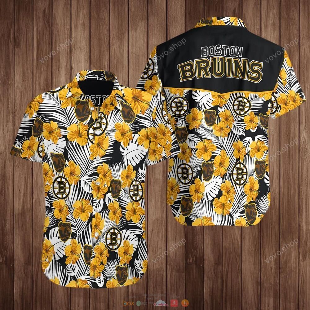 Boston Bruins NHL flowers Hawaiian Shirt shorts