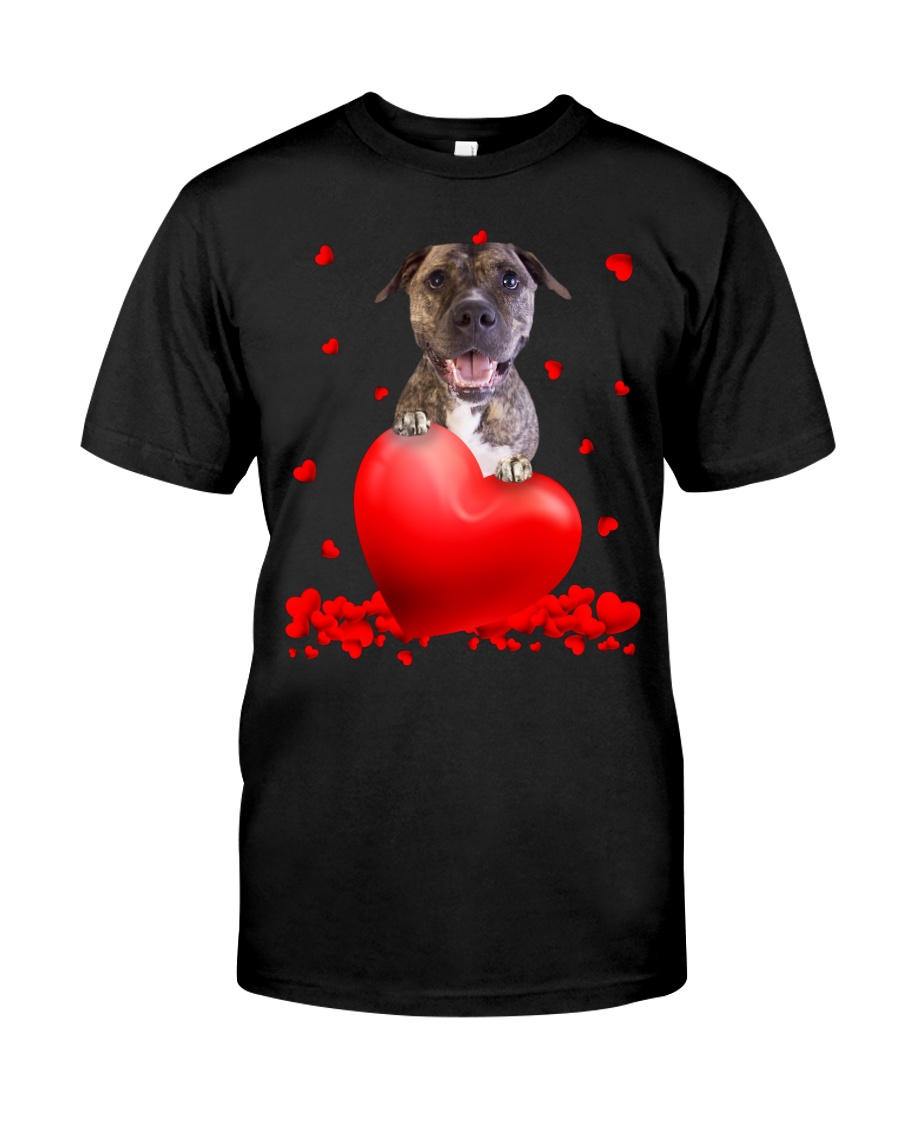 Brindle Pitbull Valentine Hearts shirt hoodie 1