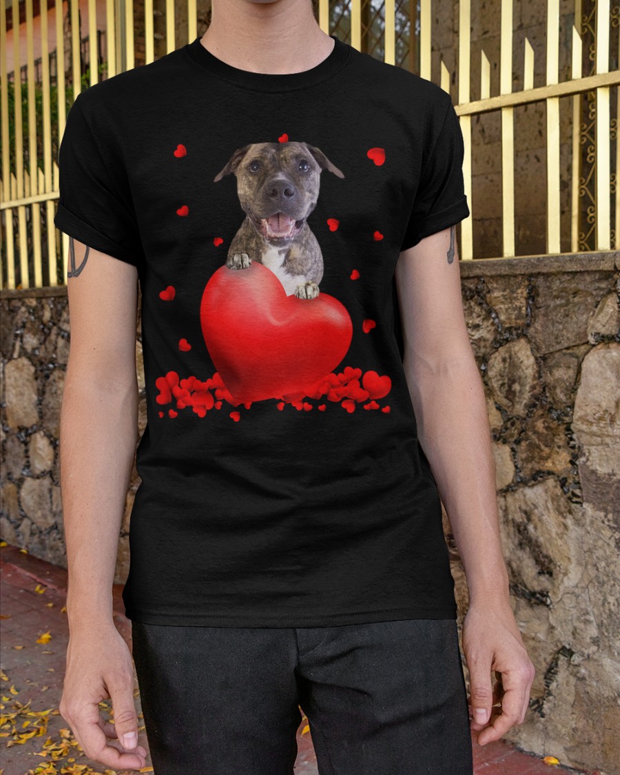 Brindle Pitbull Valentine Hearts shirt hoodie 3