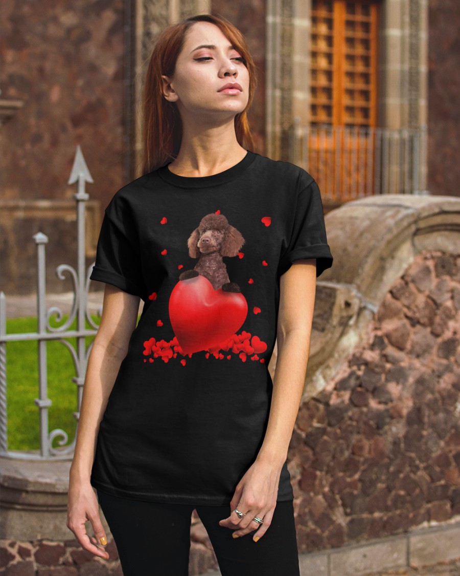 Brown Miniature Poodle Valentine Hearts shirt hoodie 3