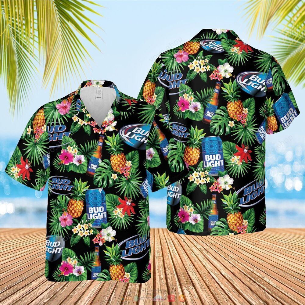 Bud Light Beer pineapple Hawaiian Shirt shorts