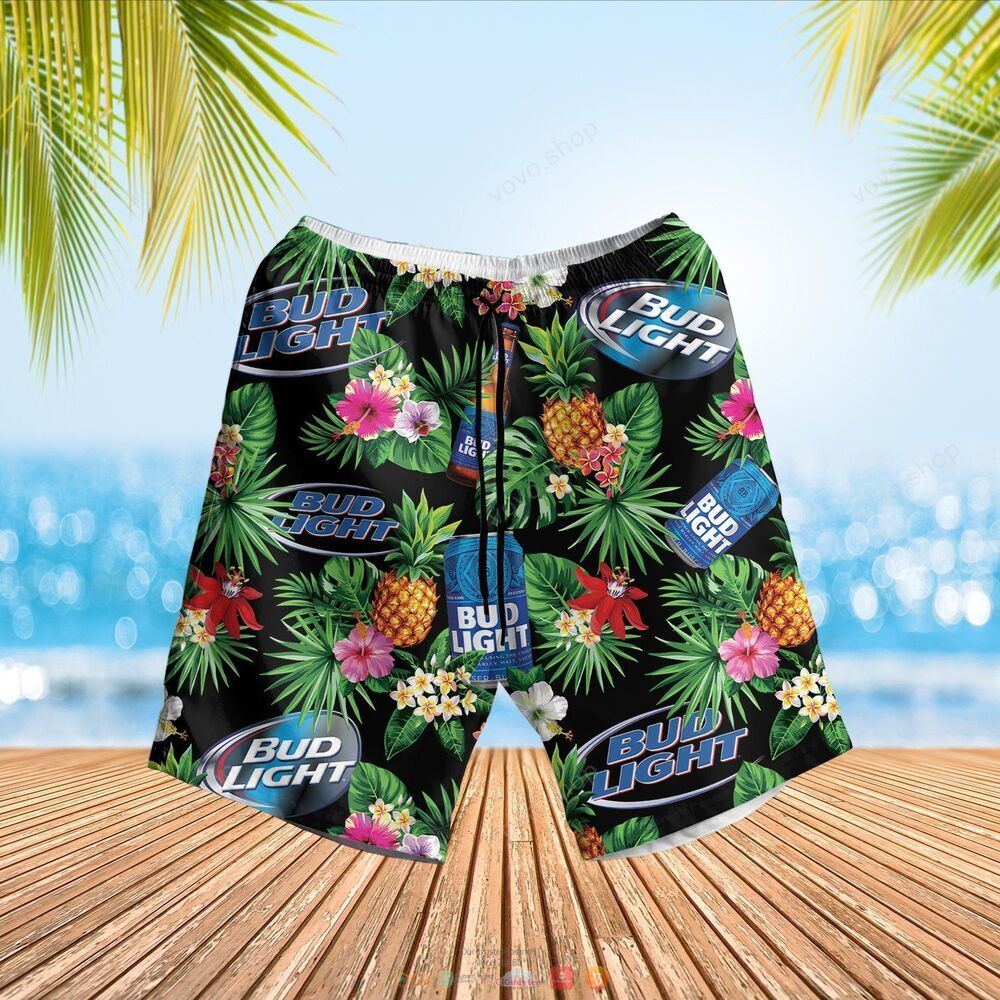 Bud Light Beer pineapple Hawaiian Shirt shorts 1