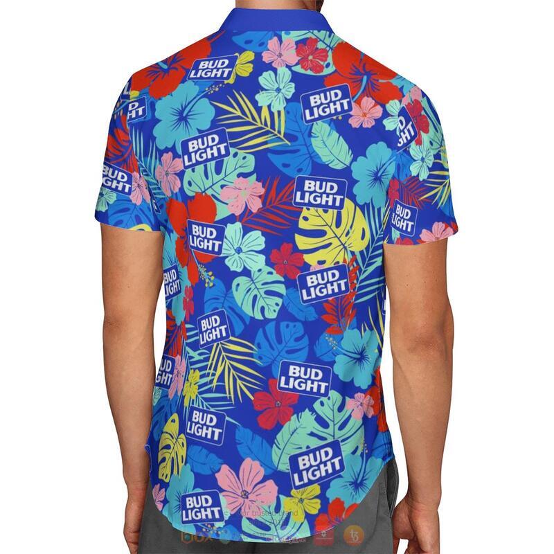 Bud Light Hibiscus Blue Hawaiian Shirt 1 2