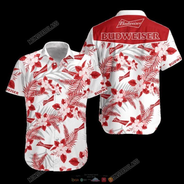 Budweiser Tropical Plant Hawaiian Shirt Shorts