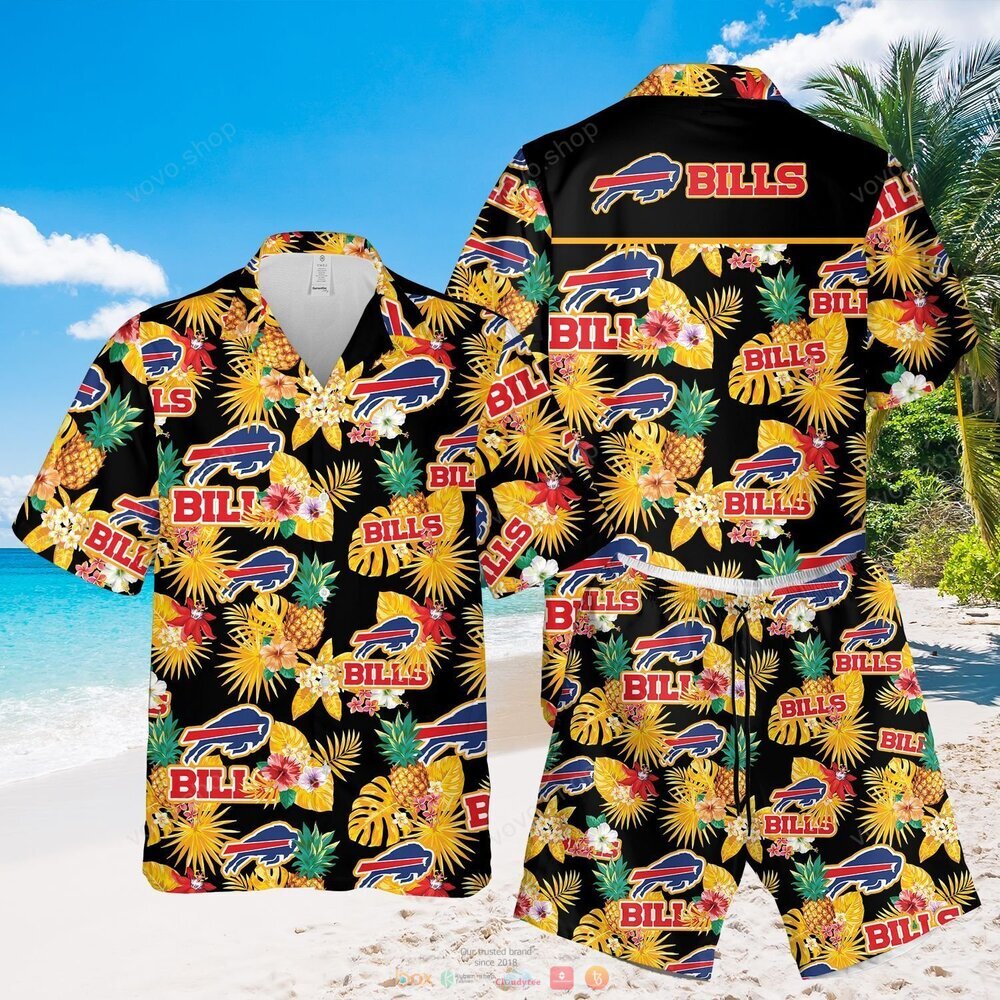 Buffalo Bills NFL black yellow pineapple Hawaiian Shirt shorts