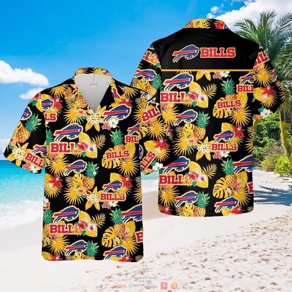 Buffalo Bills NFL black yellow pineapple Hawaiian Shirt shorts 1