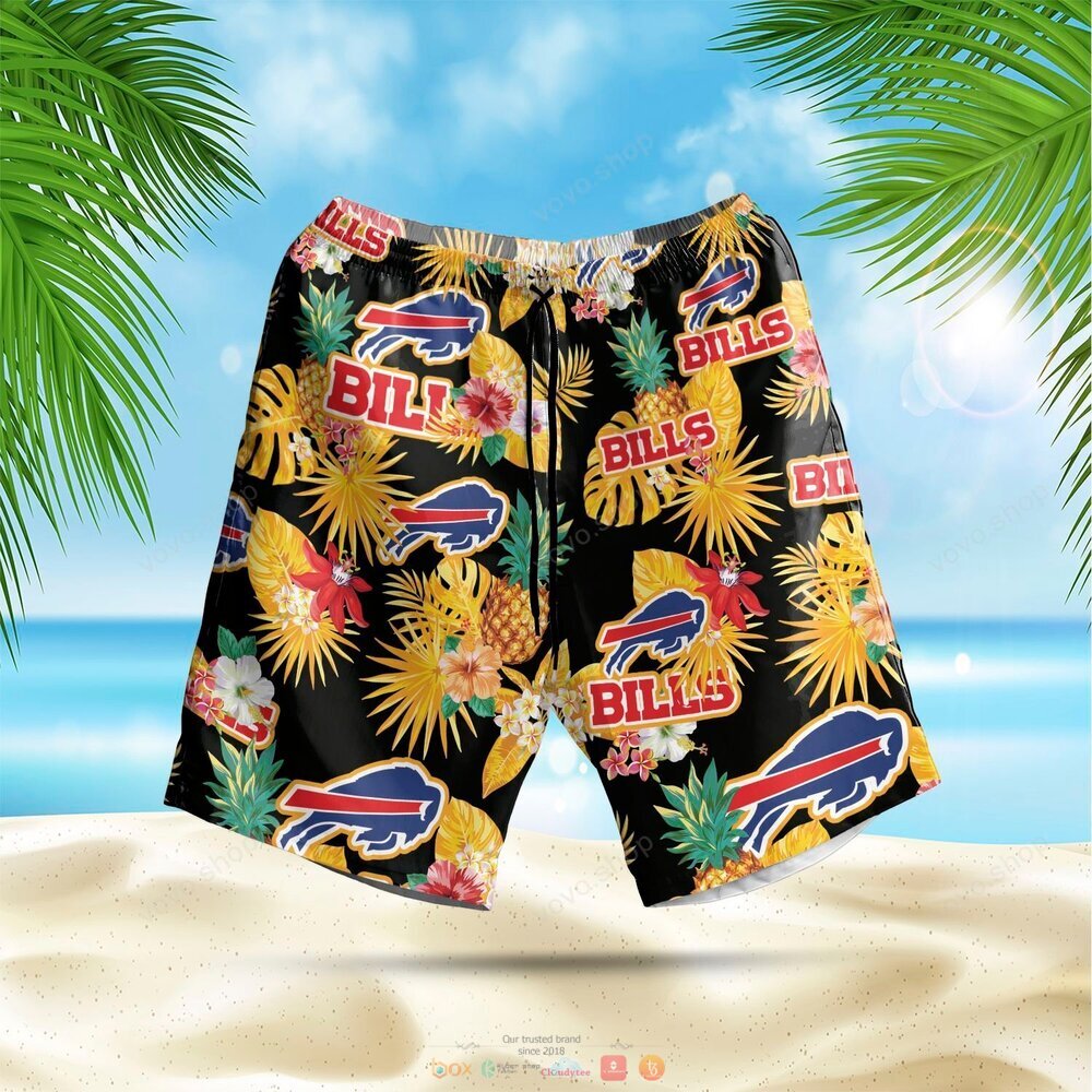 Buffalo Bills NFL black yellow pineapple Hawaiian Shirt shorts 1 2