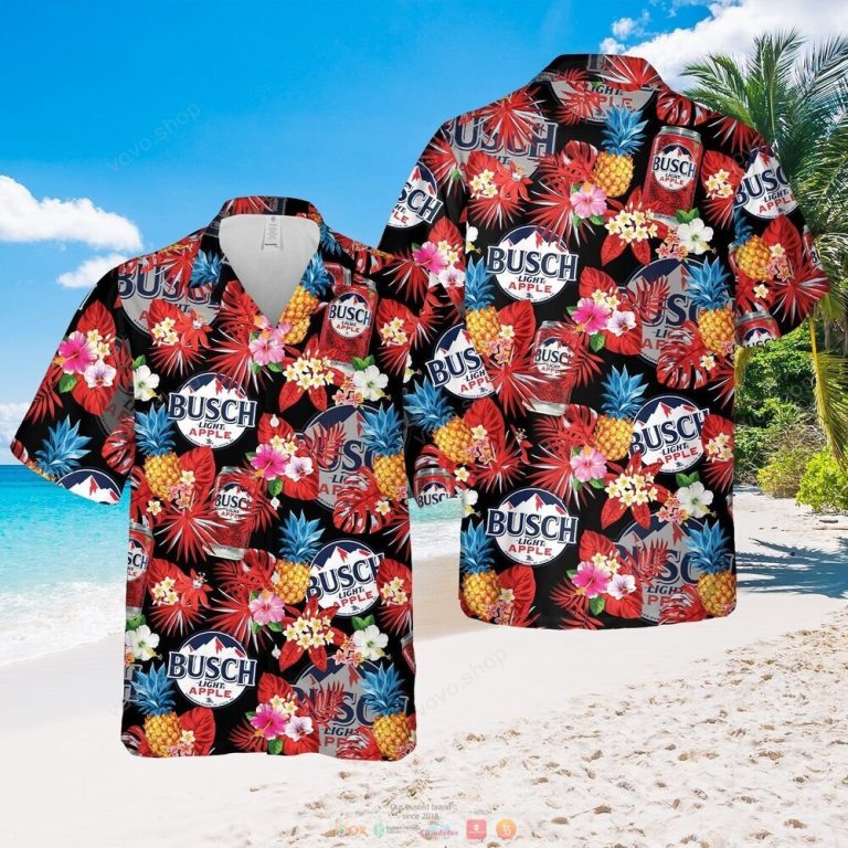 Busch Light Apple black red pineapple Hawaiian Shirt shorts