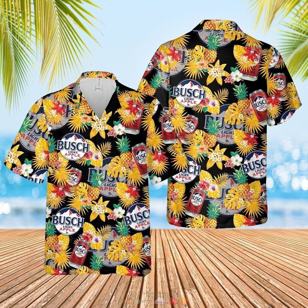 Busch Light Apple black yellow pineapple Hawaiian Shirt shorts
